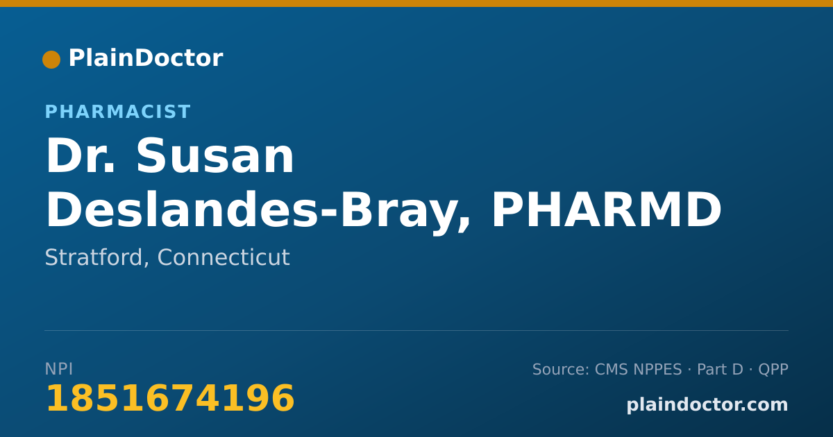 Shareable card for Susan Deslandes-Bray, PHARMD - Pharmacist, Stratford, CT