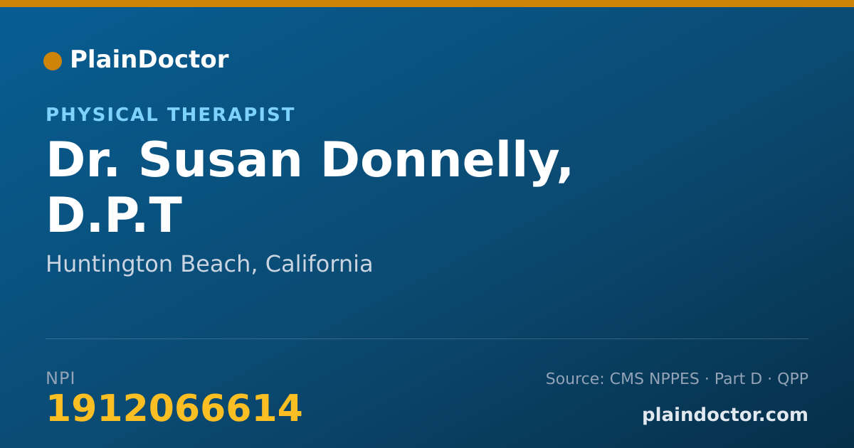 Shareable card for Susan Donnelly, D.P.T - Physical Therapist, Huntington Beach, CA