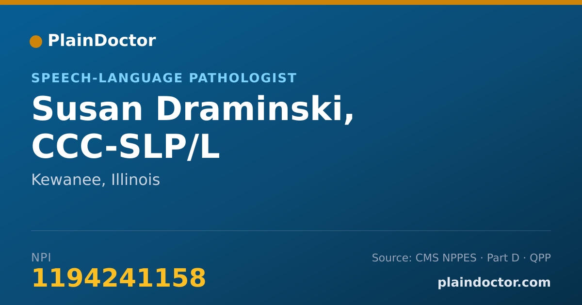 Shareable card for Susan Draminski, CCC-SLP/L - Speech-Language Pathologist, Kewanee, IL