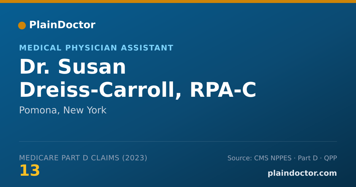Shareable card for Susan Dreiss-Carroll, RPA-C - Medical Physician Assistant, Pomona, NY