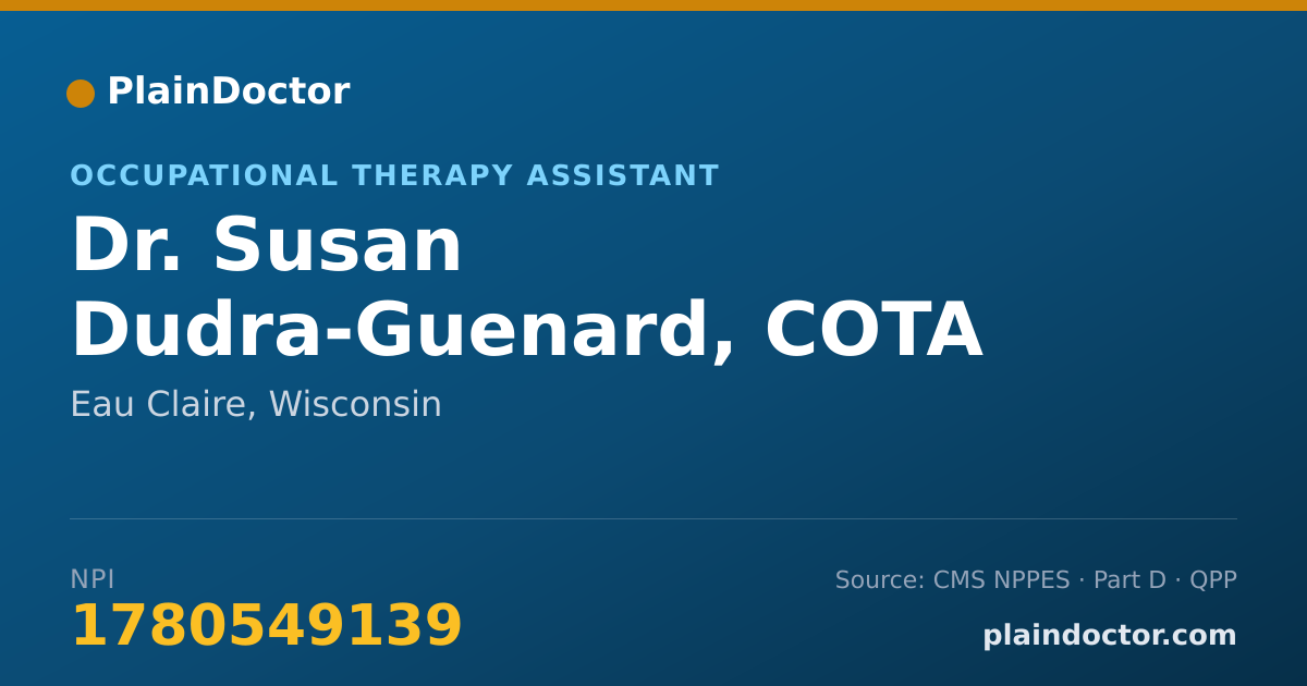 Shareable card for Susan Dudra-Guenard, COTA - Occupational Therapy Assistant, Eau Claire, WI