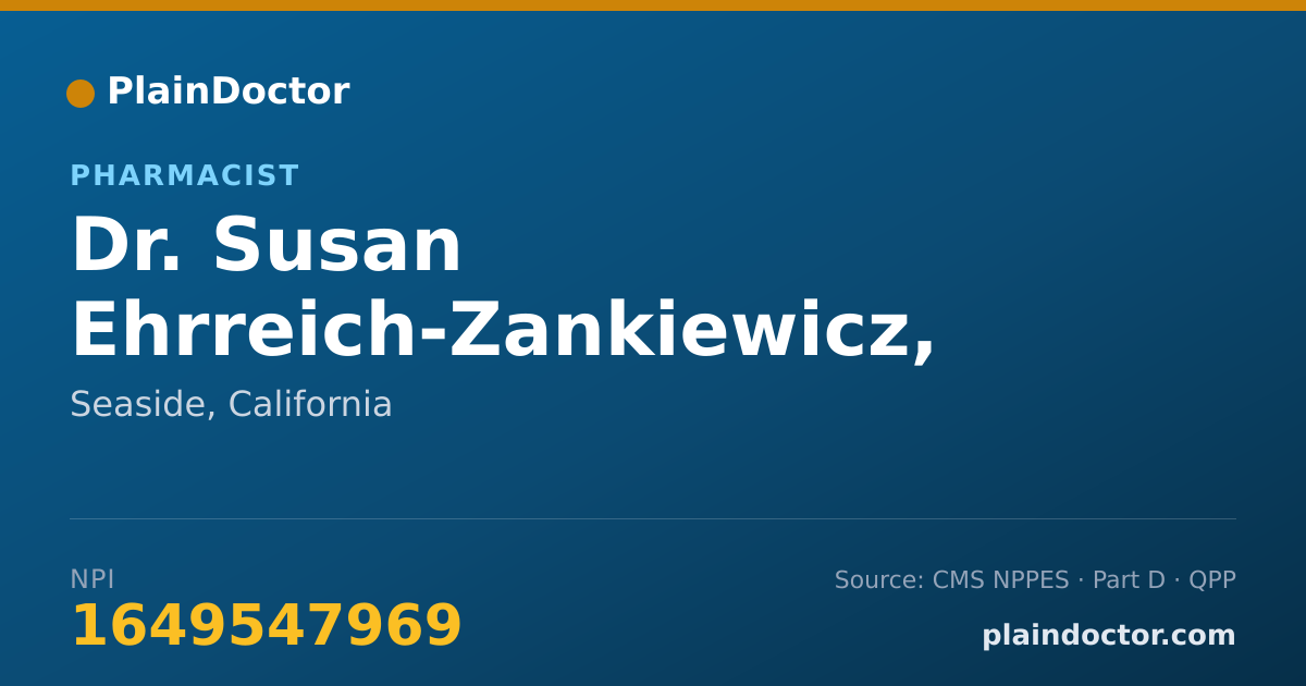 Shareable card for Susan Ehrreich-Zankiewicz, PHARM.D,, RPH - Pharmacist, Seaside, CA