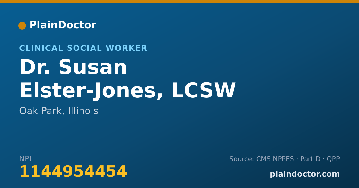 Shareable card for Susan Elster-Jones, LCSW - Clinical Social Worker, Oak Park, IL