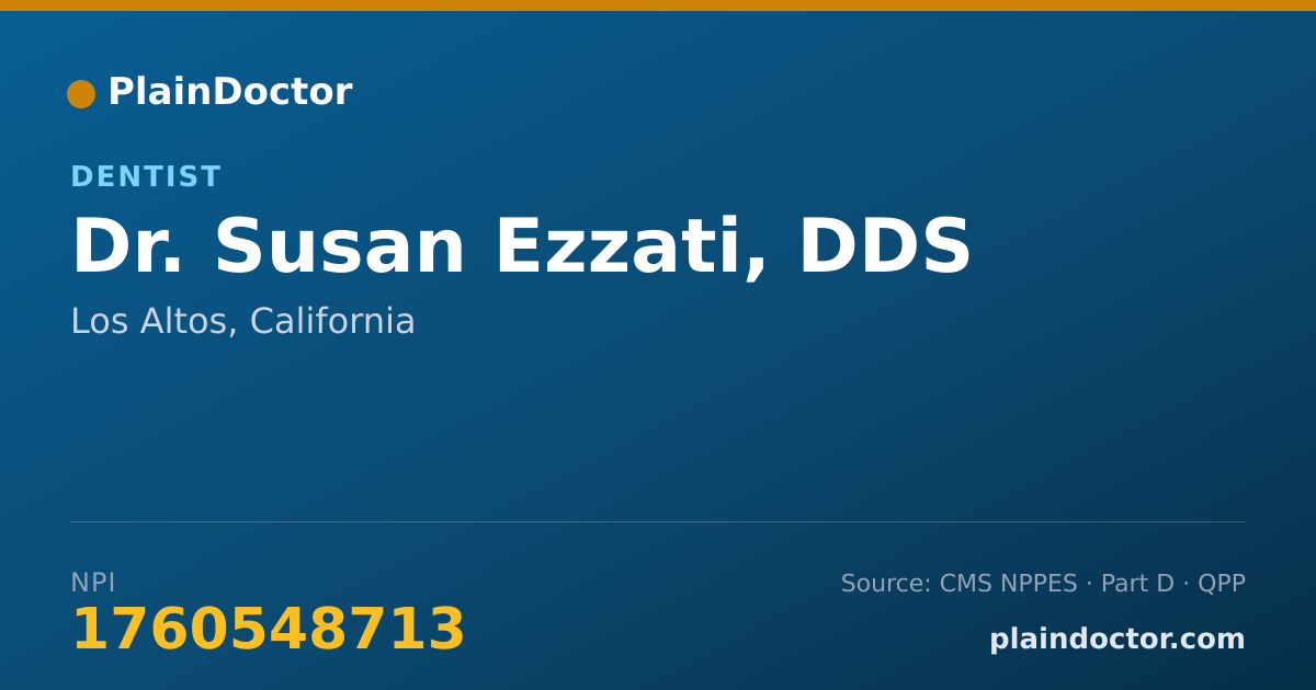 Shareable card for Susan Ezzati, DDS - Dentist, Los Altos, CA