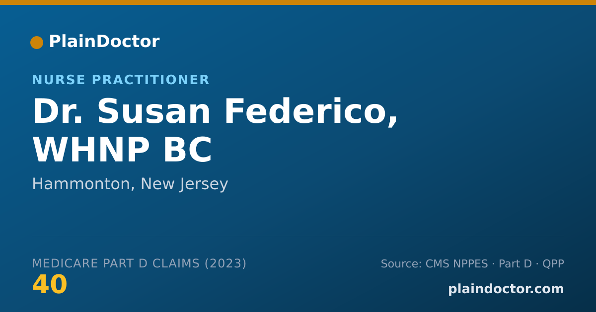 Shareable card for Susan Federico, WHNP BC - Nurse Practitioner, Hammonton, NJ