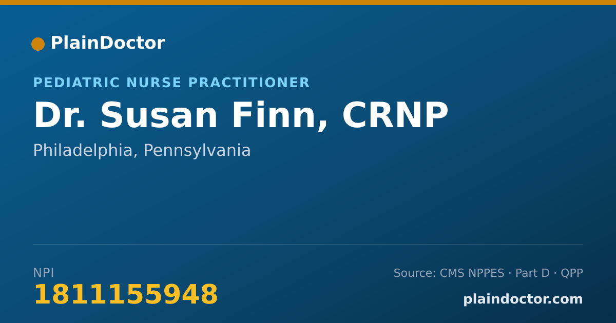 Shareable card for Susan Finn, CRNP - Pediatric Nurse Practitioner, Philadelphia, PA