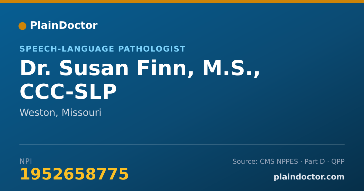 Shareable card for Susan Finn, M.S., CCC-SLP - Speech-Language Pathologist, Weston, MO