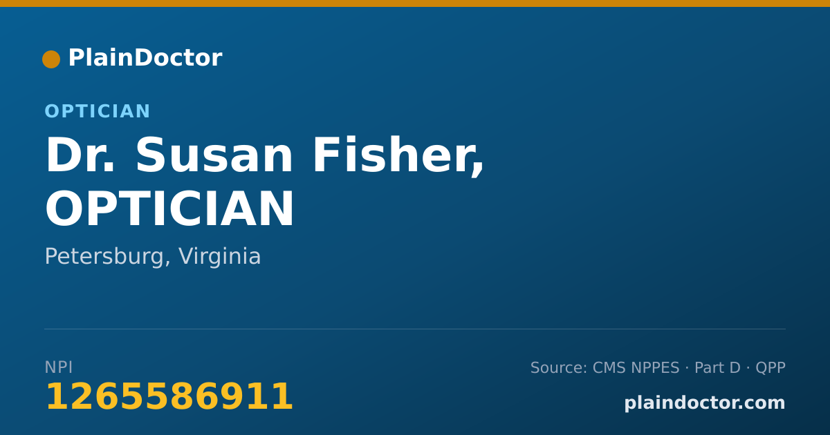 Shareable card for Susan Fisher, OPTICIAN - Optician, Petersburg, VA