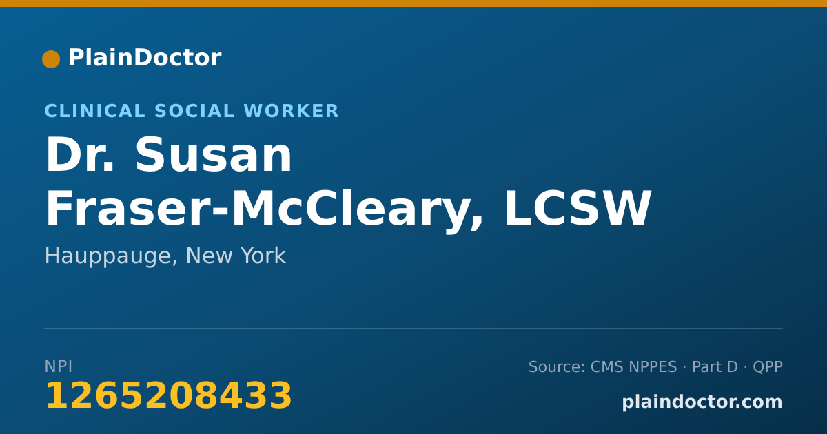 Shareable card for Susan Fraser-McCleary, LCSW - Clinical Social Worker, Hauppauge, NY
