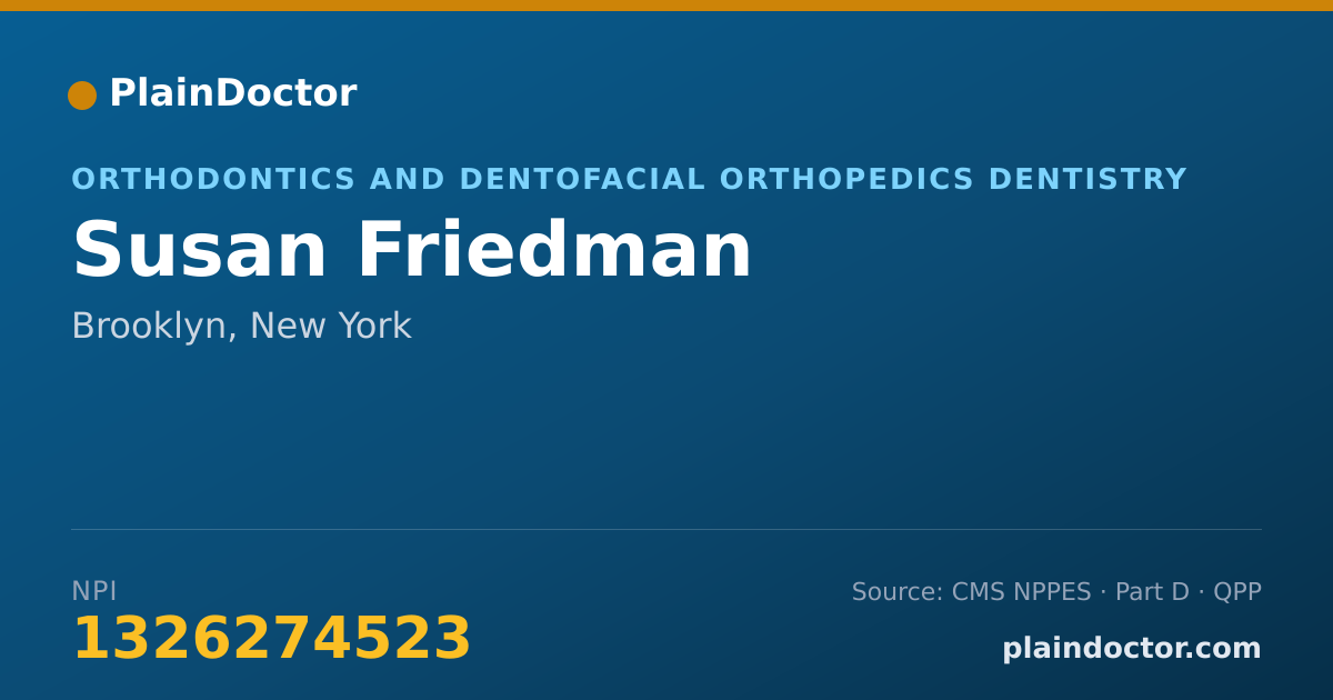 Shareable card for Susan Friedman - Orthodontics and Dentofacial Orthopedics Dentistry, Brooklyn, NY