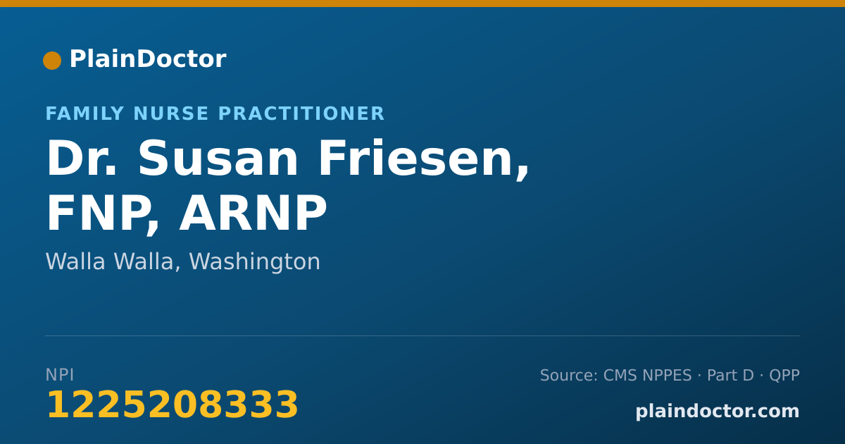 Shareable card for Susan Friesen, FNP, ARNP - Family Nurse Practitioner, Walla Walla, WA