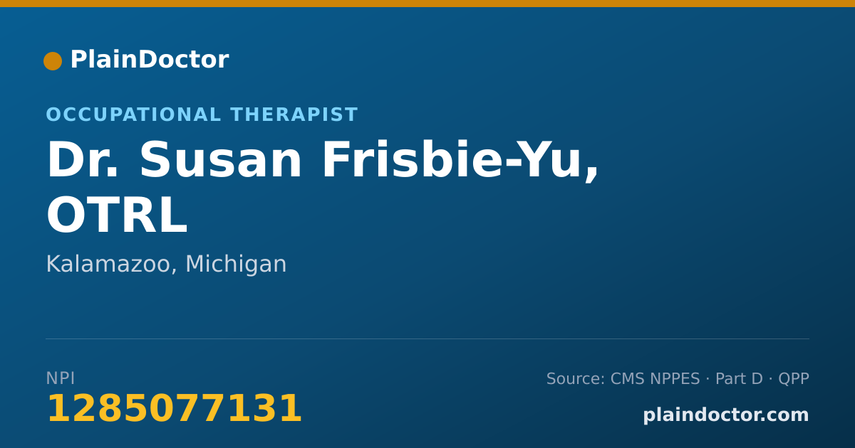 Shareable card for Susan Frisbie-Yu, OTRL - Occupational Therapist, Kalamazoo, MI