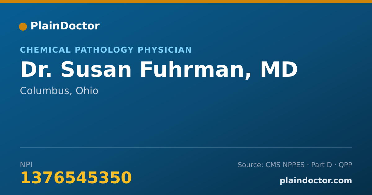 Shareable card for Susan Fuhrman, MD - Chemical Pathology Physician, Columbus, OH
