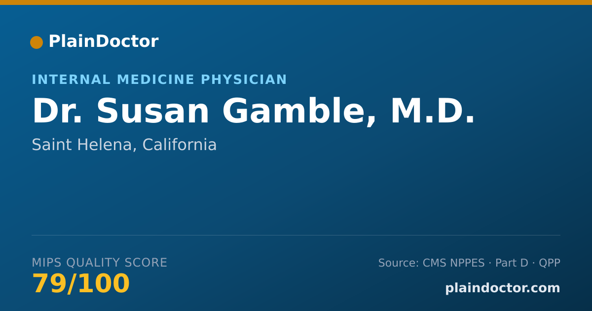 Shareable card for Susan Gamble, M.D. - Internal Medicine Physician, Saint Helena, CA