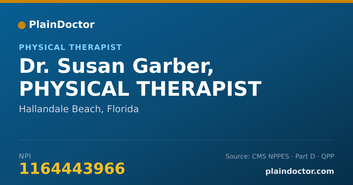 Shareable card for Susan Garber, PHYSICAL THERAPIST - Physical Therapist, Hallandale Beach, FL