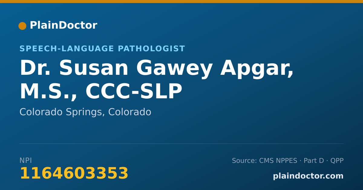 Shareable card for Susan Gawey Apgar, M.S., CCC-SLP - Speech-Language Pathologist, Colorado Springs, CO