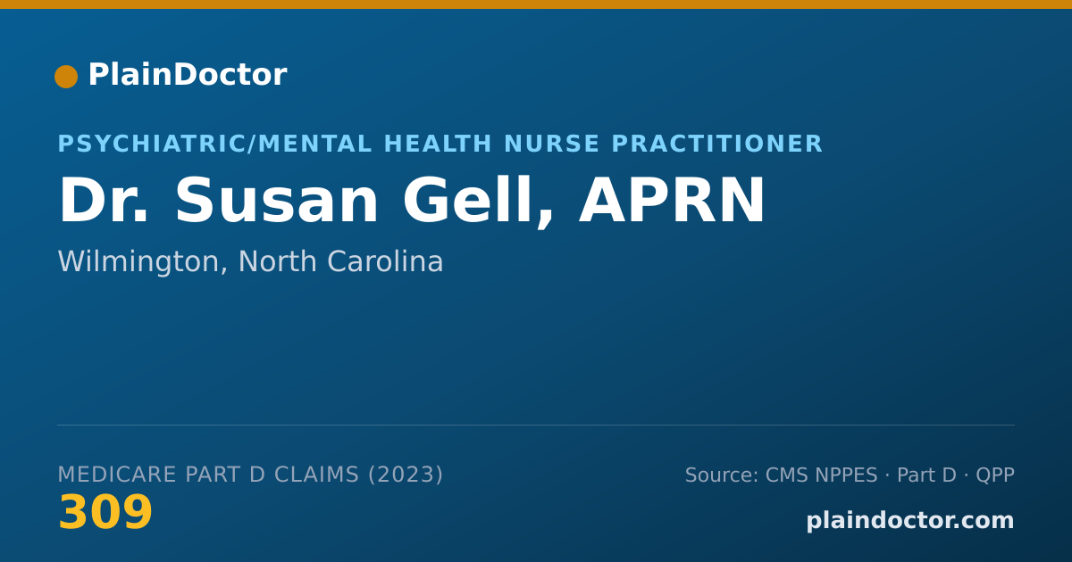 Shareable card for Susan Gell, APRN - Psychiatric/Mental Health Nurse Practitioner, Wilmington, NC
