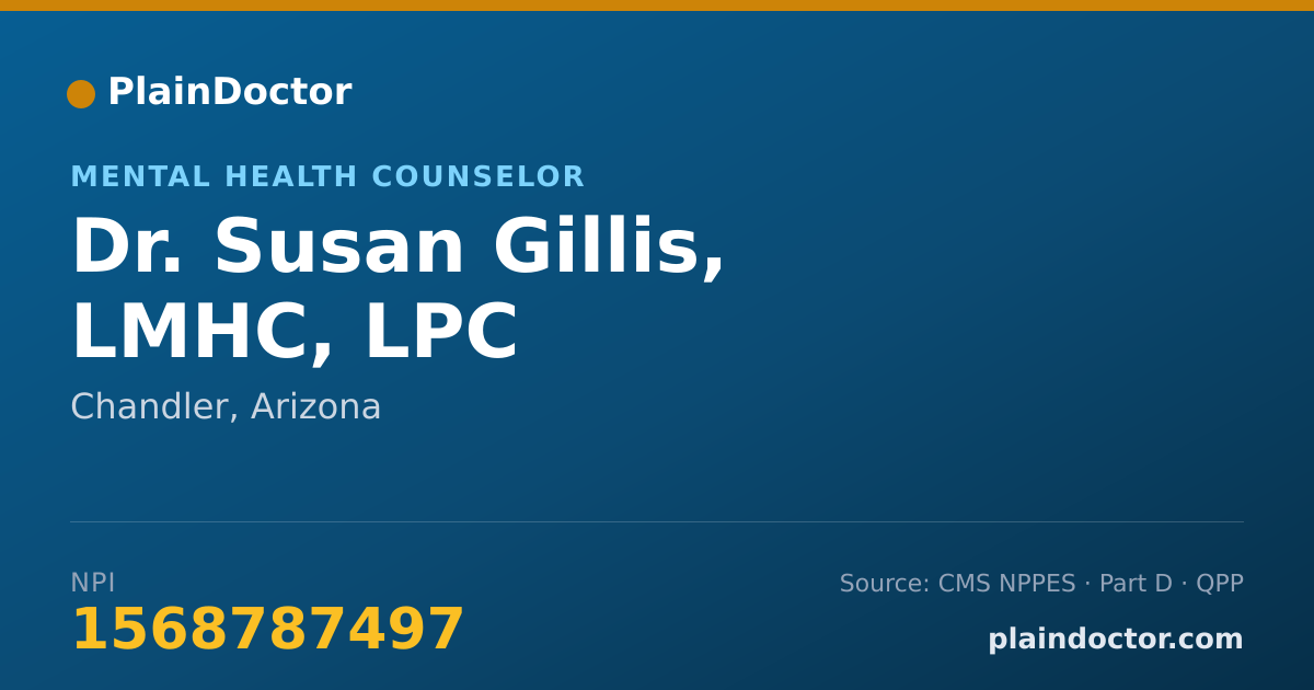 Shareable card for Susan Gillis, LMHC, LPC - Mental Health Counselor, Chandler, AZ