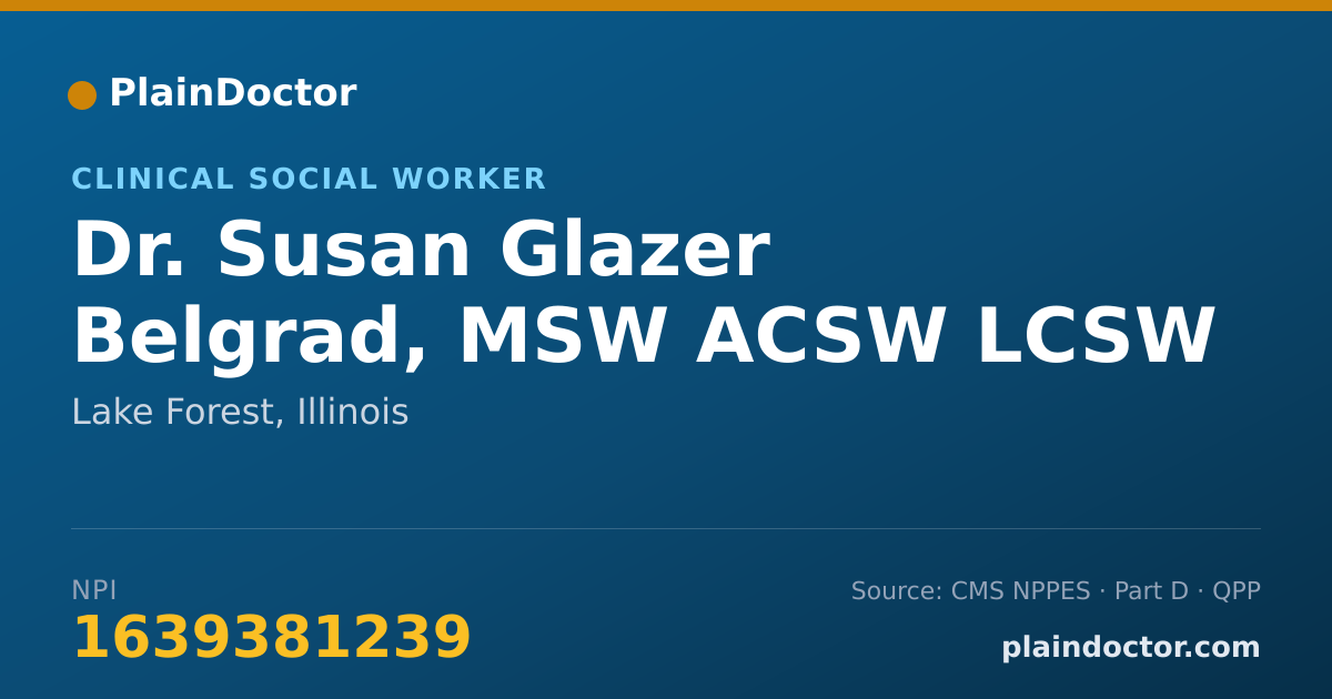 Shareable card for Susan Glazer Belgrad, MSW ACSW LCSW - Clinical Social Worker, Lake Forest, IL
