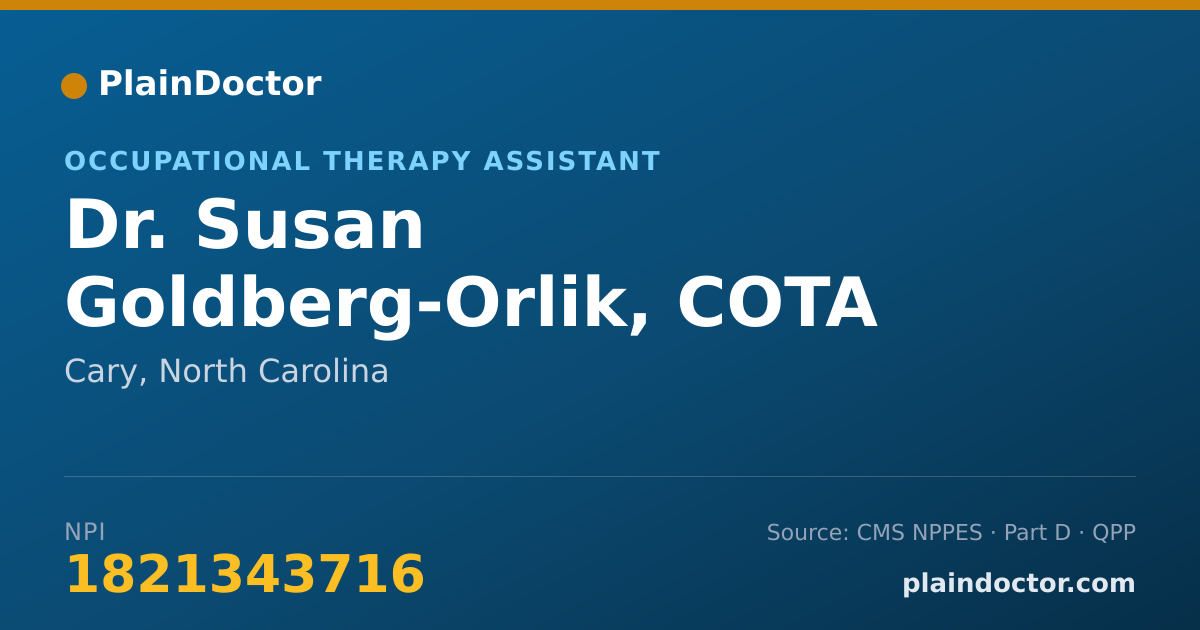 Shareable card for Susan Goldberg-Orlik, COTA /L - Occupational Therapy Assistant, Cary, NC