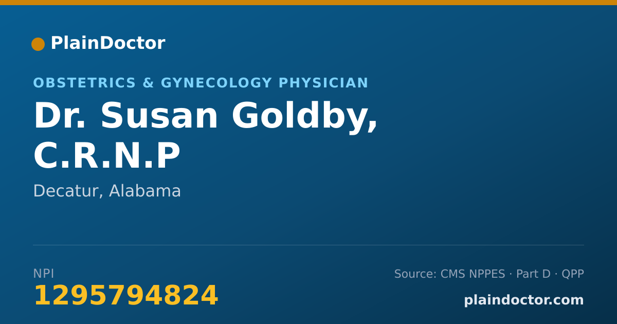 Shareable card for Susan Goldby, C.R.N.P - Obstetrics & Gynecology Physician, Decatur, AL