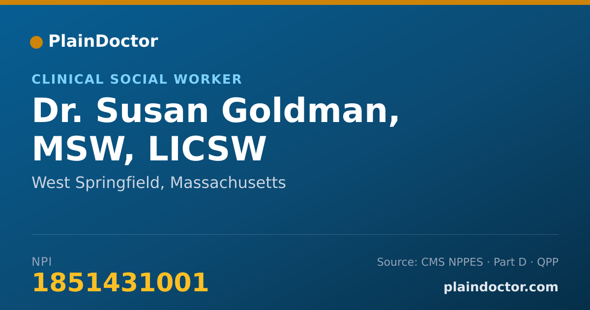 Shareable card for Susan Goldman, MSW, LICSW - Clinical Social Worker, West Springfield, MA