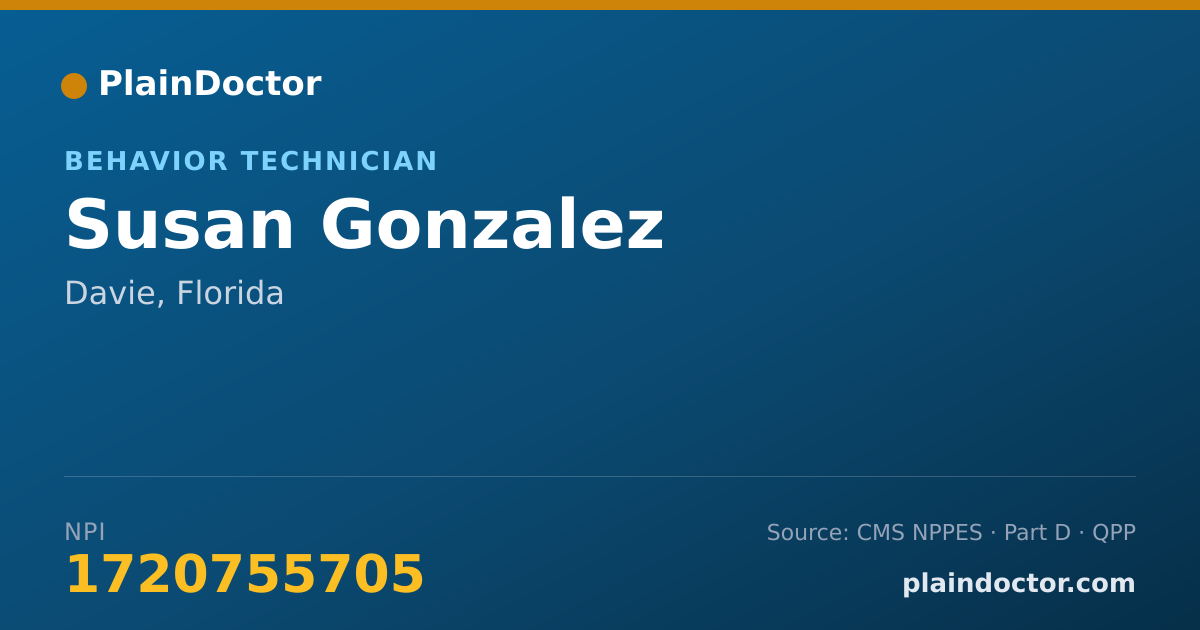 Shareable card for Susan Gonzalez - Behavior Technician, Davie, FL
