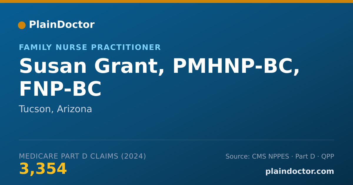 Shareable card for Susan Grant, PMHNP-BC, FNP-BC - Family Nurse Practitioner, Tucson, AZ