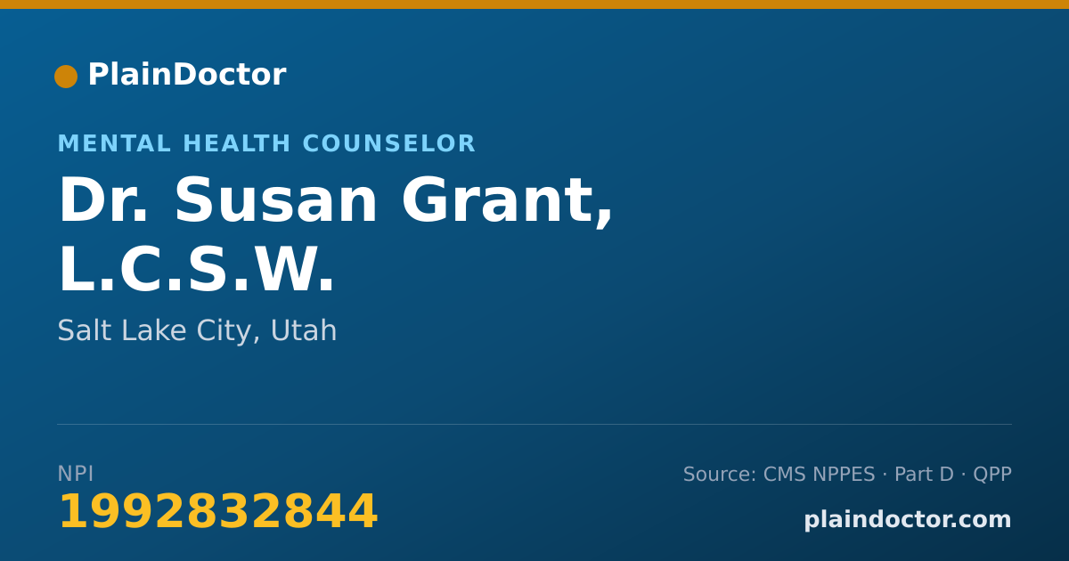 Shareable card for Susan Grant, L.C.S.W. - Mental Health Counselor, Salt Lake City, UT