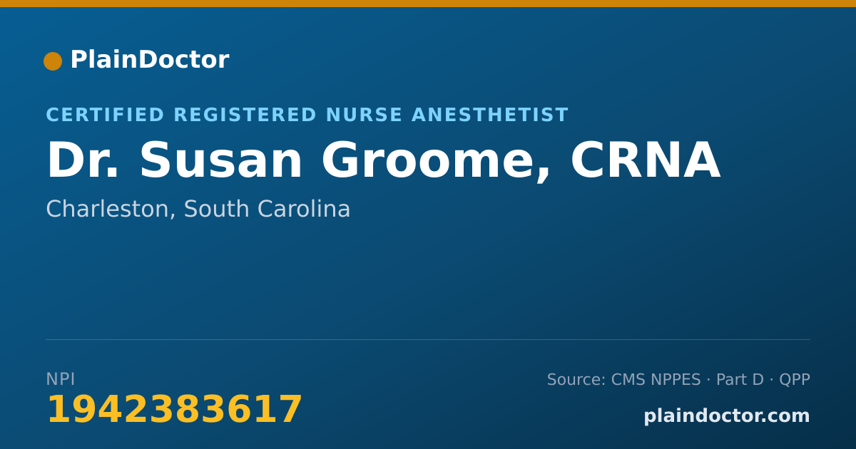 Shareable card for Susan Groome, CRNA - Certified Registered Nurse Anesthetist, Charleston, SC