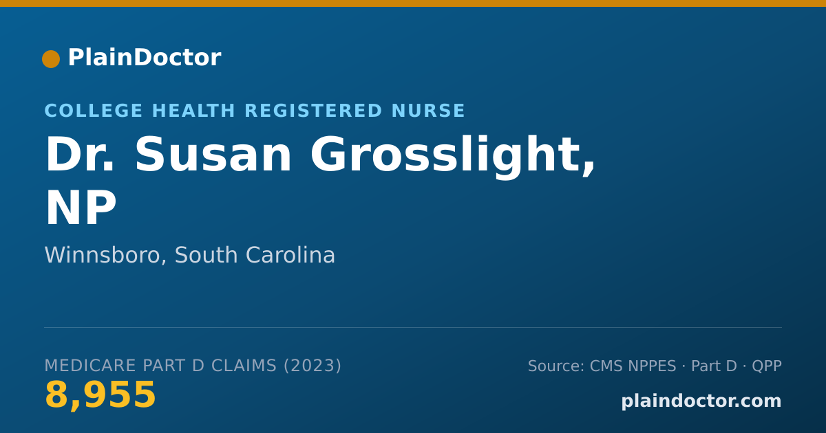 Shareable card for Susan Grosslight, NP - College Health Registered Nurse, Winnsboro, SC
