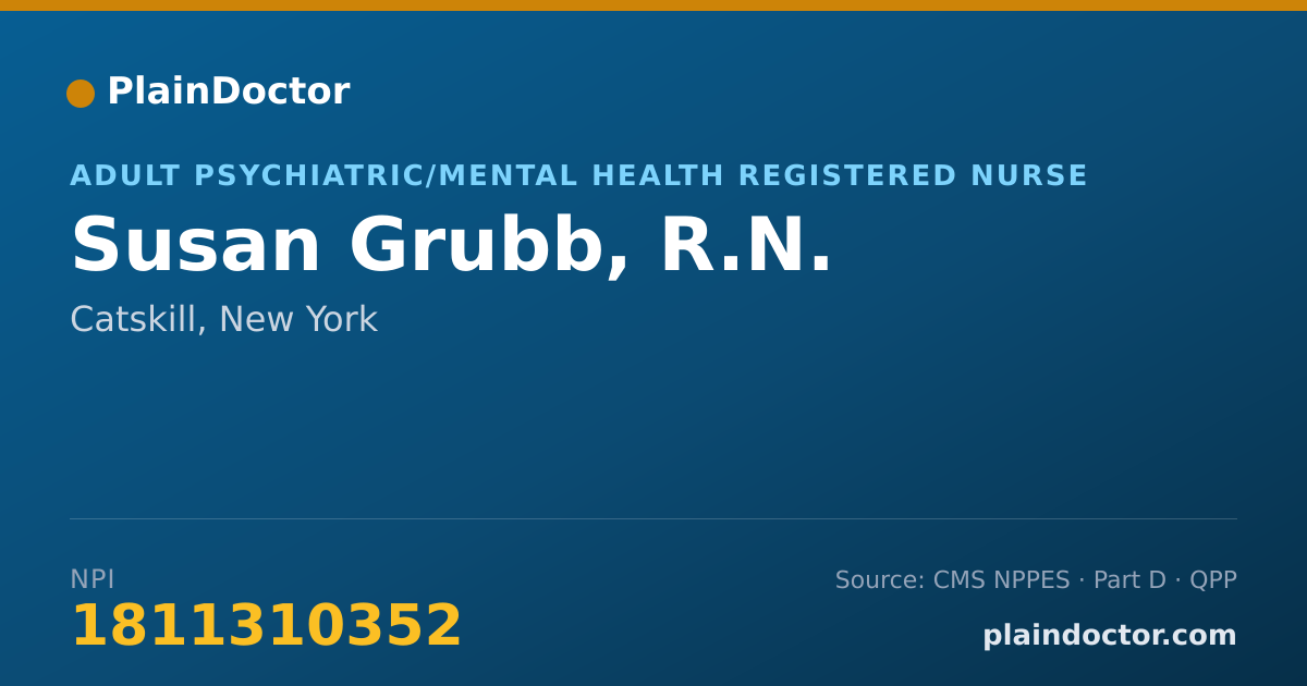 Shareable card for Susan Grubb, R.N. - Adult Psychiatric/Mental Health Registered Nurse, Catskill, NY