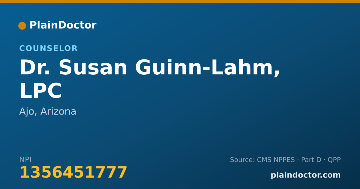 Shareable card for Susan Guinn-Lahm, LPC - Counselor, Ajo, AZ