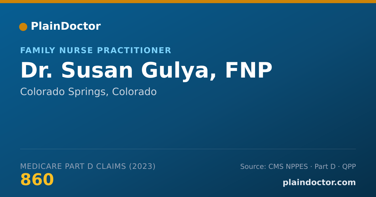 Shareable card for Susan Gulya, FNP - Family Nurse Practitioner, Colorado Springs, CO