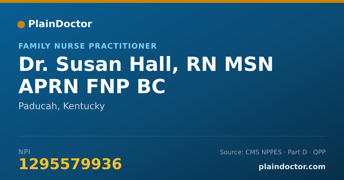 Shareable card for Susan Hall, RN MSN APRN FNP BC - Family Nurse Practitioner, Paducah, KY