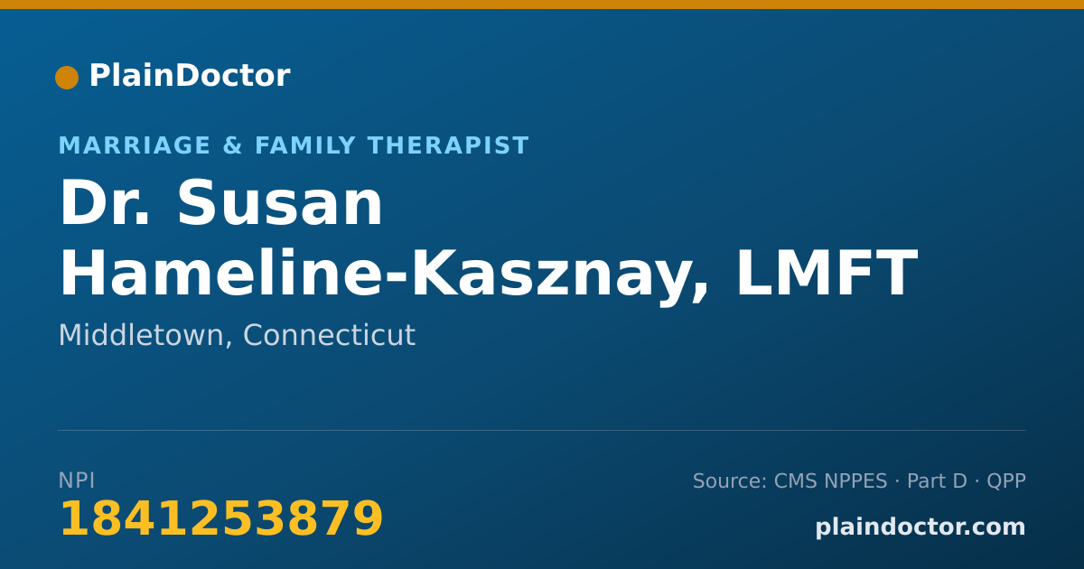 Shareable card for Susan Hameline-Kasznay, LMFT - Marriage & Family Therapist, Middletown, CT