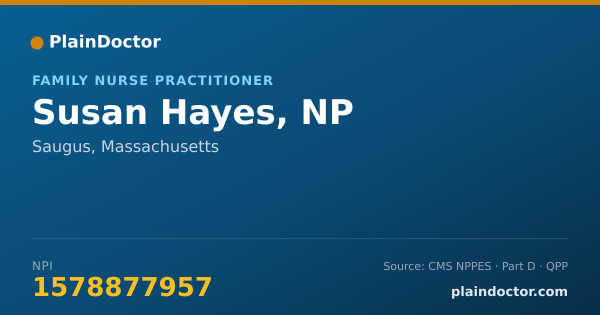Shareable card for Susan Hayes, NP - Family Nurse Practitioner, Saugus, MA