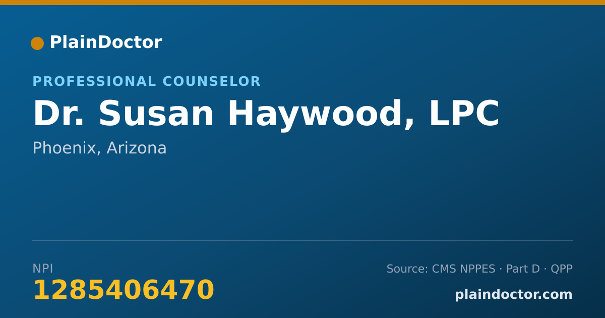 Shareable card for Susan Haywood, LPC - Professional Counselor, Phoenix, AZ