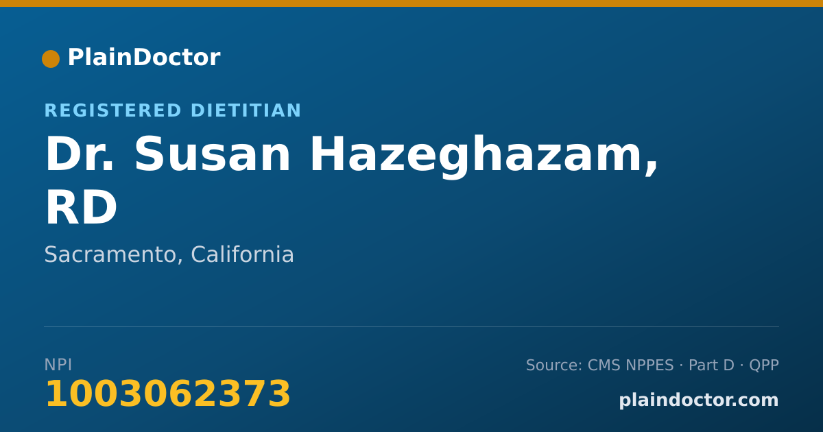 Shareable card for Susan Hazeghazam, RD - Registered Dietitian, Sacramento, CA