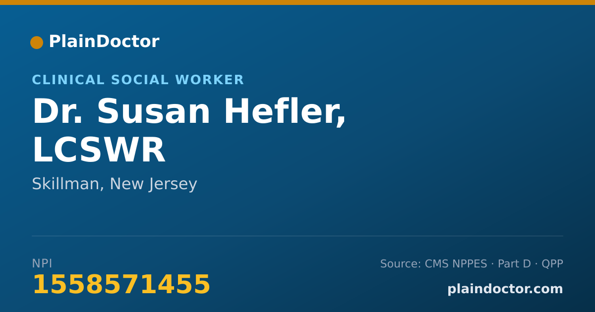 Shareable card for Susan Hefler, LCSWR - Clinical Social Worker, Skillman, NJ