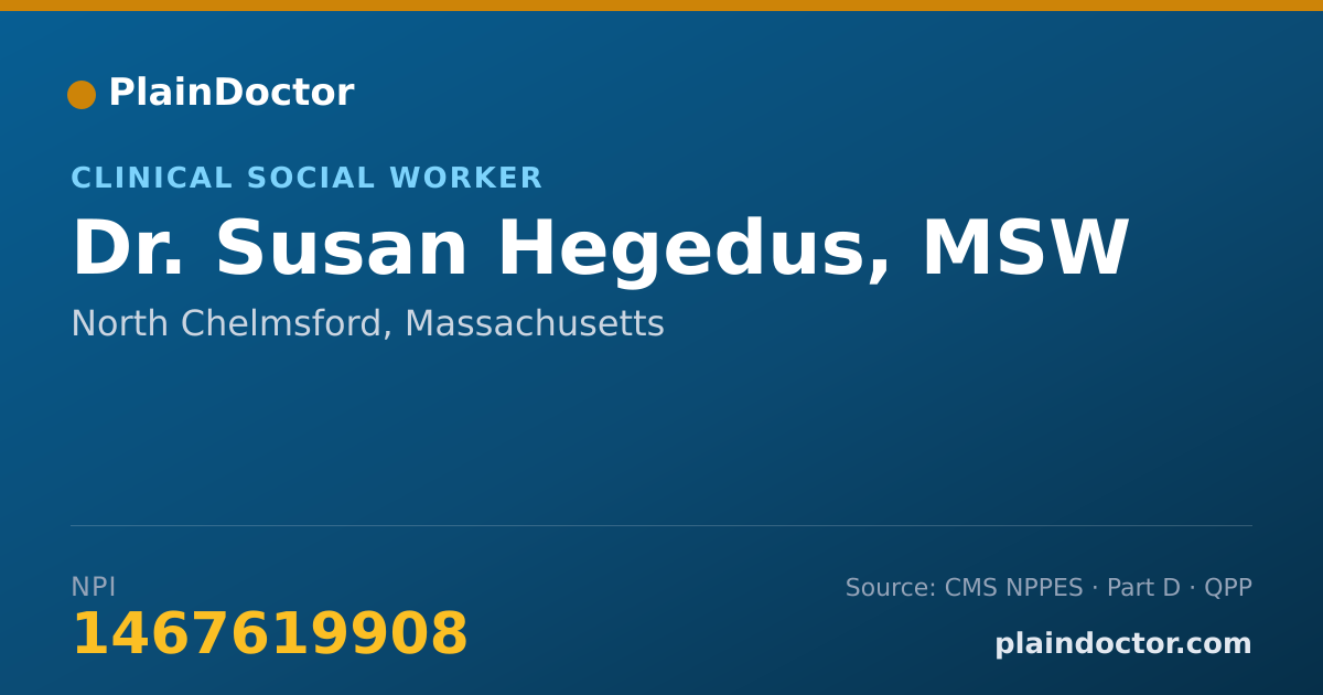 Shareable card for Susan Hegedus, MSW - Clinical Social Worker, North Chelmsford, MA