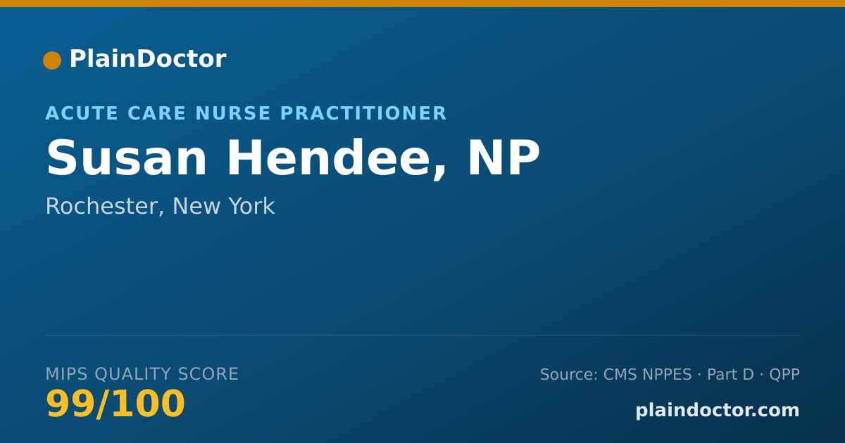Shareable card for Susan Hendee, NP - Acute Care Nurse Practitioner, Rochester, NY