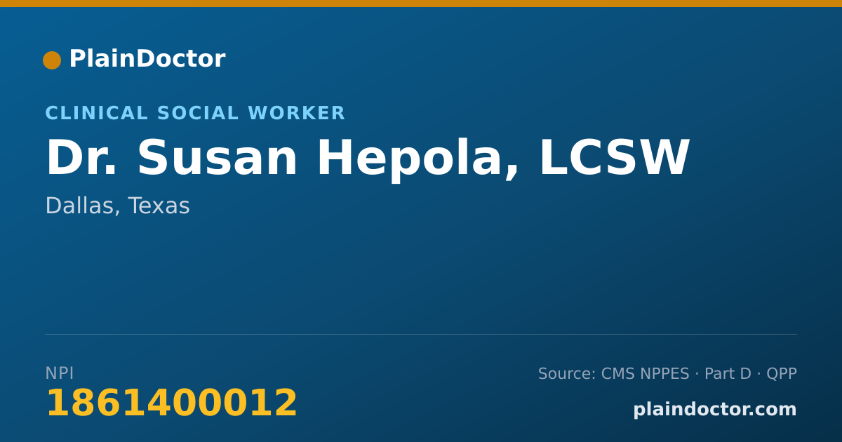 Shareable card for Susan Hepola, LCSW - Clinical Social Worker, Dallas, TX