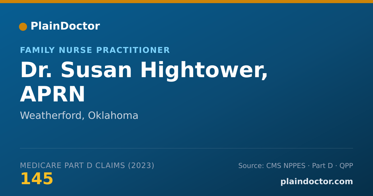 Shareable card for Susan Hightower, APRN - Family Nurse Practitioner, Weatherford, OK