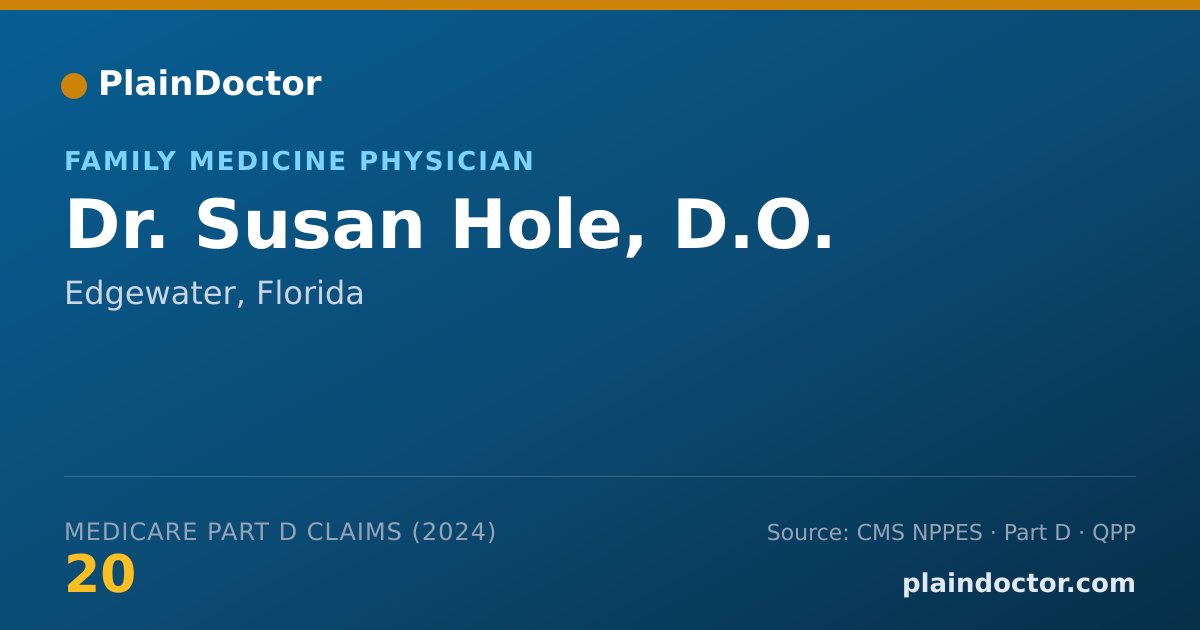 Shareable card for Susan Hole, D.O. - Family Medicine Physician, Edgewater, FL