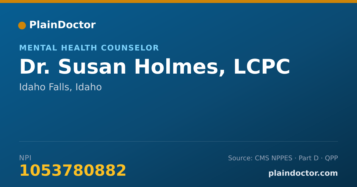 Shareable card for Susan Holmes, LCPC - Mental Health Counselor, Idaho Falls, ID