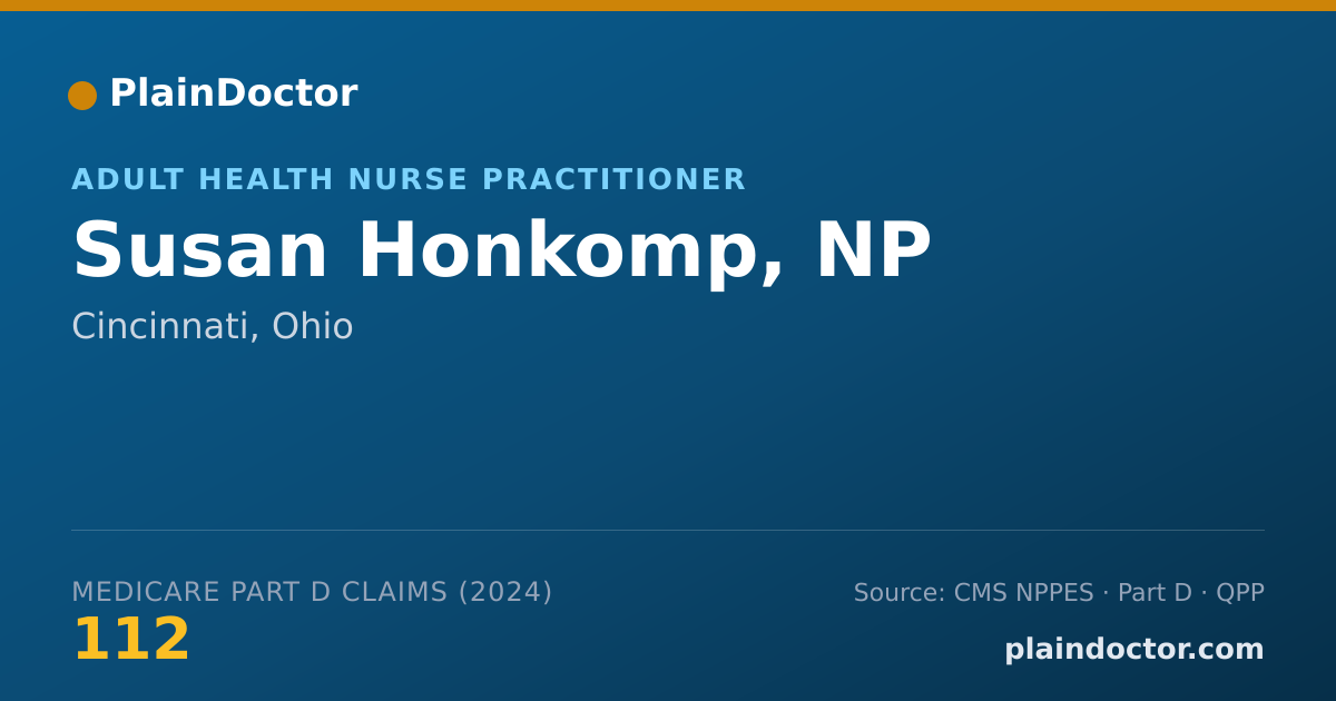 Shareable card for Susan Honkomp, NP - Adult Health Nurse Practitioner, Cincinnati, OH