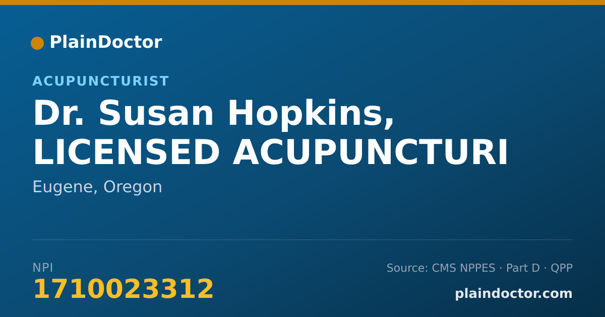 Shareable card for Susan Hopkins, LICENSED ACUPUNCTURI - Acupuncturist, Eugene, OR