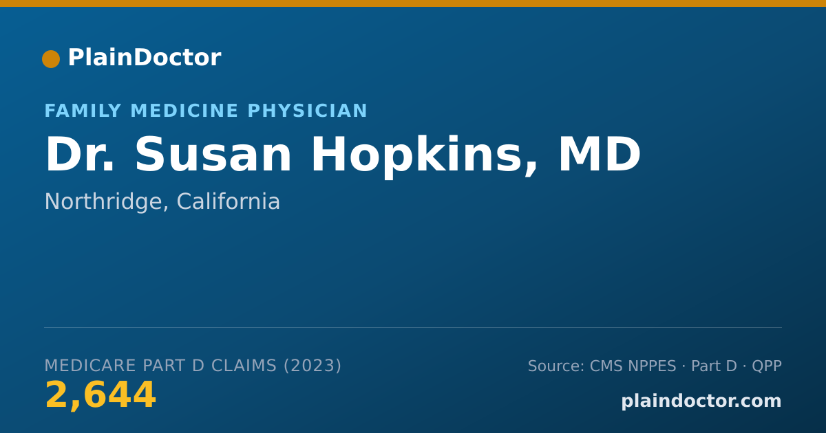 Shareable card for Susan Hopkins, MD - Family Medicine Physician, Northridge, CA