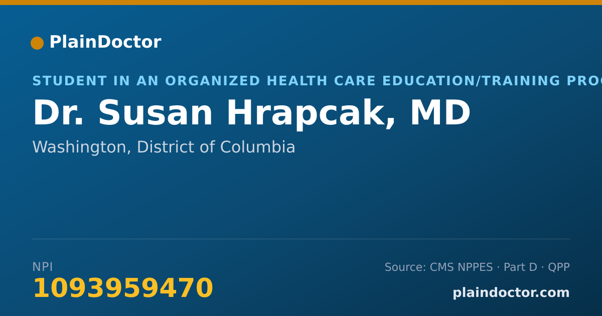 Shareable card for Susan Hrapcak, MD - Student in an Organized Health Care Education/Training Program, Washington, DC